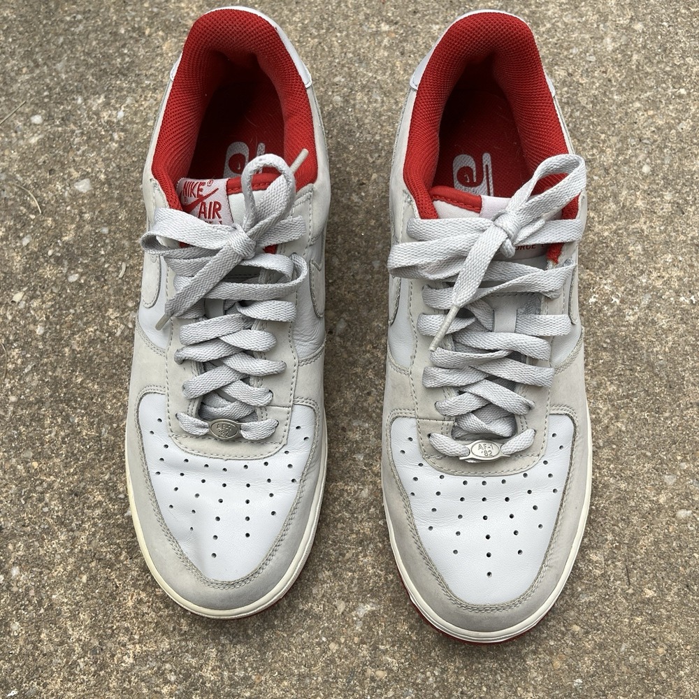 Nike Air Force 1 Sneakers Men's 8 Grey Varsity Red Y2K Low Top Basketball Shoes - Picture 8 of 16